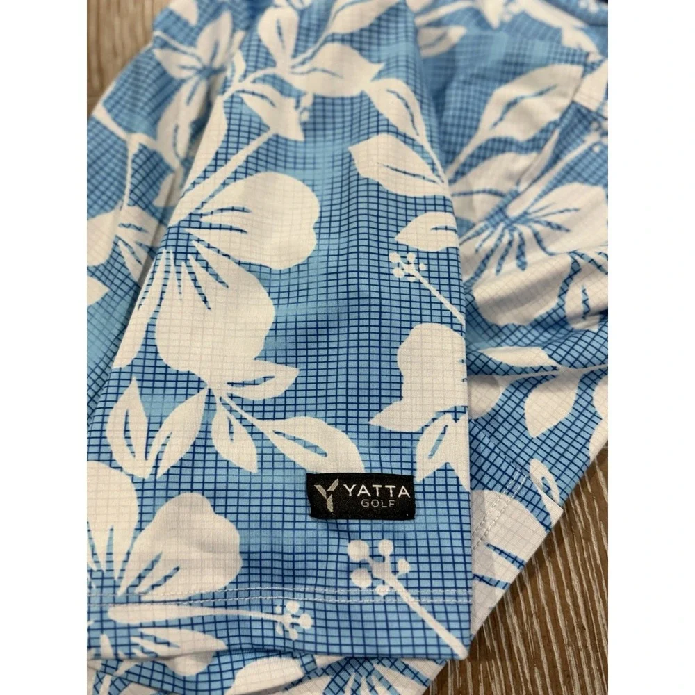 Yatta Golf Polo Shirt Blue Floral Men's Size XL - Picture 6 of 6